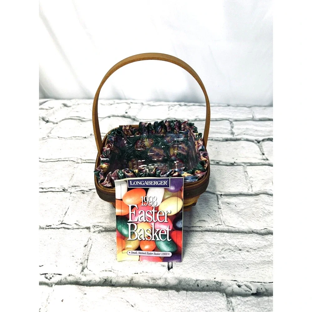 1998 Longaberger Small Easter Basket w/Easter Egg Liner & Protector 6